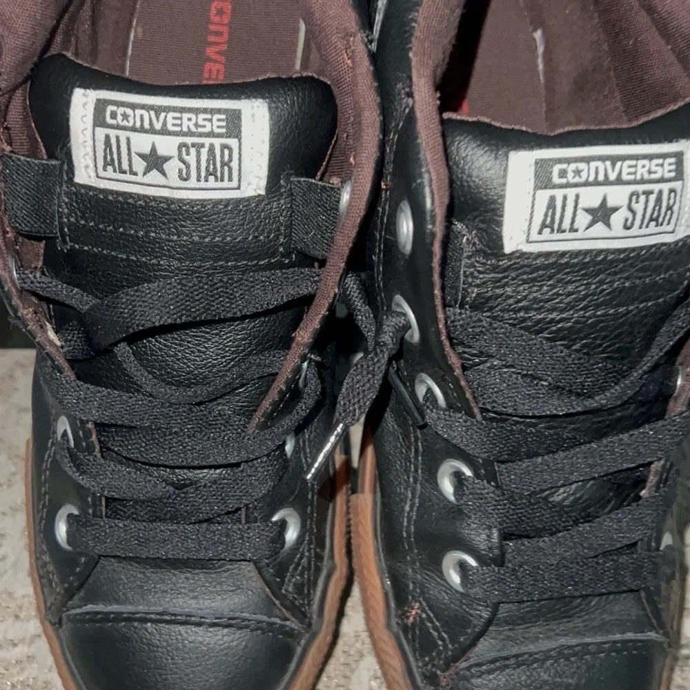 Converse All Star Black Leather Sneakers‎